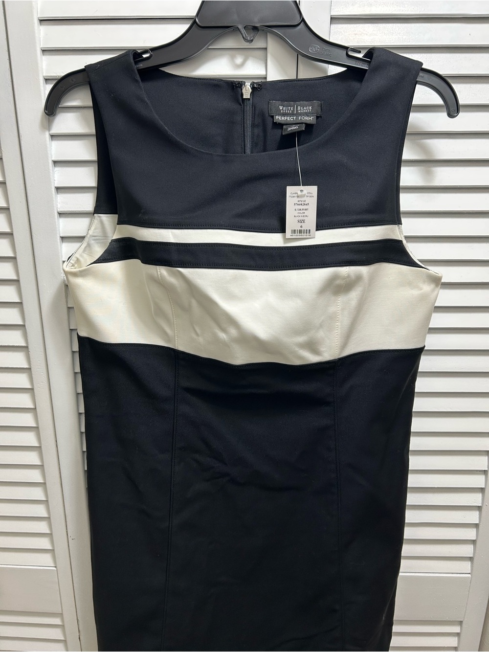 WHITE HOUSE BLACK MARKET Black & White Sleeveless Sheath Dress NWT Size 6